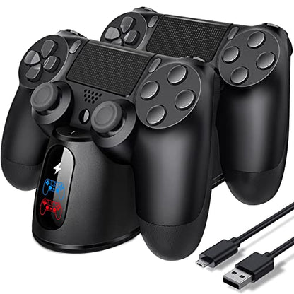 PS4 Controller Charger Dock Station with Charging Cable,1.8Hour Fast-Charging PS4 Controller Charger Station for PlayStation 4 Dualshock 4 Chargers - color: Black-Blue