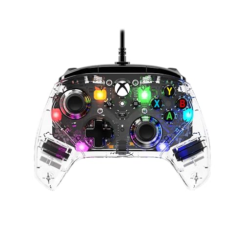 HyperX Clutch Gladiate RGB – Wired Controller, Officially Licensed by Xbox, Programmable RGB Lighting, Dual Trigger Locks, Programmable Buttons, Dual Rumble Motors, Clear - color: RGB