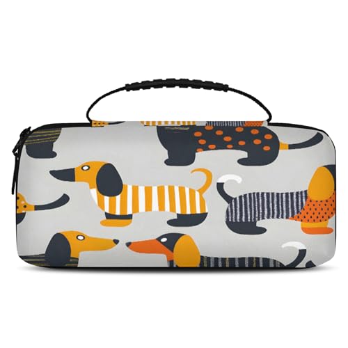 Adornori Dachshund Dog Carry Case Compatible with Nintendo Switch 2, with 20 Games Cartridges, Cute Portable Travel Carrying Case Pouch for Accessories & Games - color: Multicolor 7