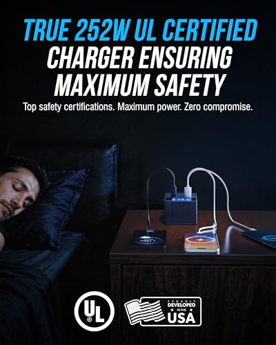 SABRENT VOLTIK Charging Station, 252W 8-Port USB C and USB A, LCD Display | Desktop fast charger; USB-C & USB-A; UL certified; real-time LCD; for MacBook, iPhone, Samsung - size: 8-Port