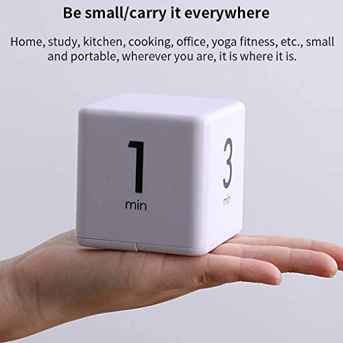 JOYIT Cube Timer 1 3 5 10 Minutes - Flip Countdown Visual Timer for Time Management, Kitchen, Workout, Study, Classroom, Office, Games - color: White 1-3-5-10