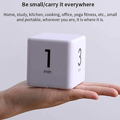 JOYIT Cube Timer 1 3 5 10 Minutes - Flip Countdown Visual Timer for Time Management, Kitchen, Workout, Study, Classroom, Office, Games - color: White 1-3-5-10