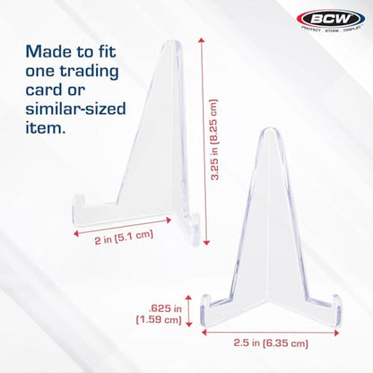 BCW Card Stands - Set of 10 | Crystal Clear Transparent Mini Easels for Picture Display | Durable & Sturdy Design | Perfect for Trading Cards, Sports Memorabilia, Use at Home, Office, Shop, and More