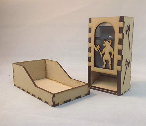 Minotaur Mini Dice Tower v1 Neon Blue Acrylic Window Laser Cut MDF Unique Gift