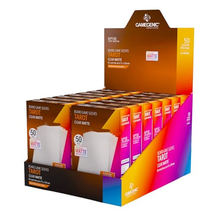 Gamegenic Board Game Sleeves: Tarot Size - Orange Color Code | Matte Clear, 100 Microns Anti-Glare Protection, Non-PVC and Acid-Free