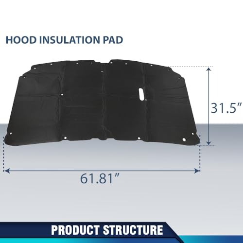 PIT66 Hood Insulation Pad Compatible with Ford F250 F350 F450 & Excursion 1999 2000 2001 2002 2003 2004 2005 2006 2007 - style: 1999-2007 Ford F250