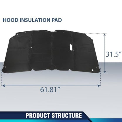 PIT66 Hood Insulation Pad Compatible with Ford F250 F350 F450 & Excursion 1999 2000 2001 2002 2003 2004 2005 2006 2007 - style: 1999-2007 Ford F250
