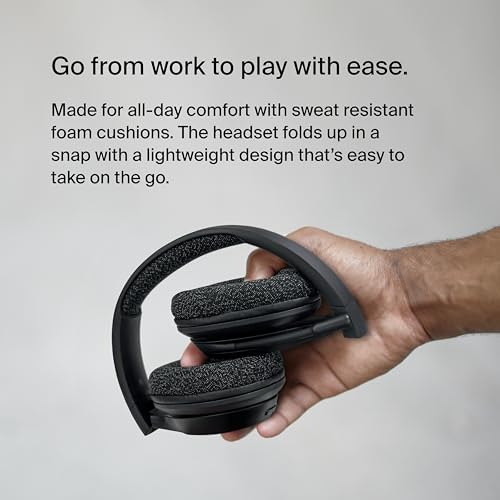Belkin SoundForm Adapt Wireless Headset, Boom Mic, 45H Battery | Over-ear headphones, foldable design, USB-C and 3.5mm wired option, work calls, gaming, travel, office