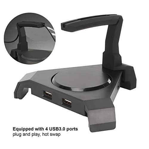 Pro Gaming Mouse Bungee Cable Holder, LED Gaming Mouse Bungee Cord Holder with 4-Port USB Hub Improved Accuracy for Competitive Games