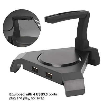 Pro Gaming Mouse Bungee Cable Holder, LED Gaming Mouse Bungee Cord Holder with 4-Port USB Hub Improved Accuracy for Competitive Games