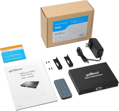 gofanco 1080p 4x1 HDMI Multi Viewer (QuadView) | View 4 HDMI Sources on 1 Screen, 1080p Quad/Dual/Single Modes, IR Remote, Ideal for Security, Gaming & Monitoring QuadView - size: 1080p 4 in 1 out, QuadView
