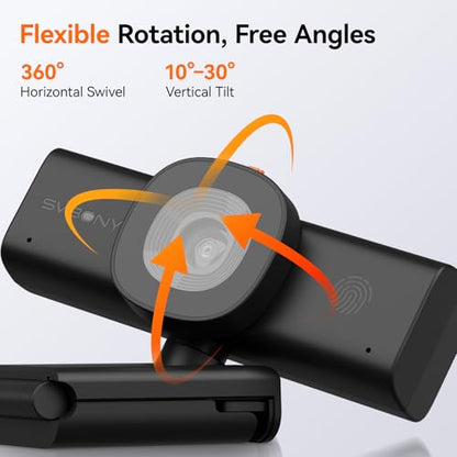 SVBONY 2K Webcam for PC with Low-Light 3D Noise Reduction for Remote Work | with Low-Light 3D Noise Reduction&Dual AI-Noise Canceling Mics, Privacy Cover, USB A-to-C, 3X Digital Zoom, with Tripod