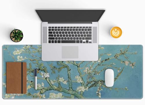 Gaming Mouse Pad, Large Mouse Pads for Desk, Non-Slip Rubber Base Mousepad, Keyboard Mouse Mat Desk Pad with Stitched Edges, 31.5x11.8 inch Vincent Van Gogh Almond Blossom - color: Vincent Van Gogh Almond Blossom