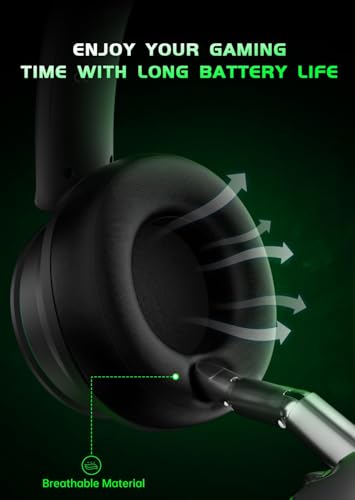 Wireless Gaming Headset for Xbox Series X|S, Xbox One, PS5, PS4, Blackgreen | Bluetooth 5.3, 3D Surround Sound, Rotatable Earmuffs, Gaming Headphones with Noise Canceling Microphones - color: Blackgreen