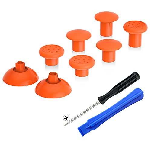 eXtremeRate ThumbsGear Interchangeable Ergonomic Thumbstick for PS5 Controller, for PS4 All Model Controller - 3 Height Domed and Concave Grips Adjustable Joystick - Orange - color: Orange
