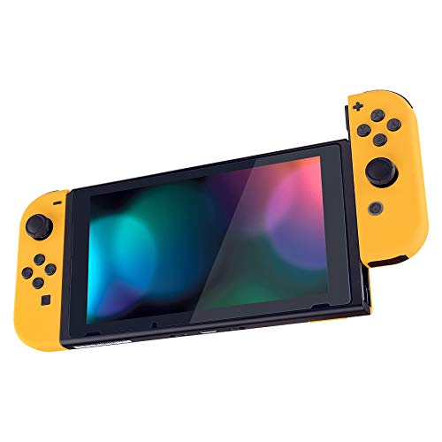 eXtremeRate DIY Replacement Shell Buttons for Nintendo Switch & Switch OLED, Caution Yellow Soft Touch Custom Housing with Full Set Button for Joycon Handheld Controller - Console Shell NOT Included - color: Caution Yellow