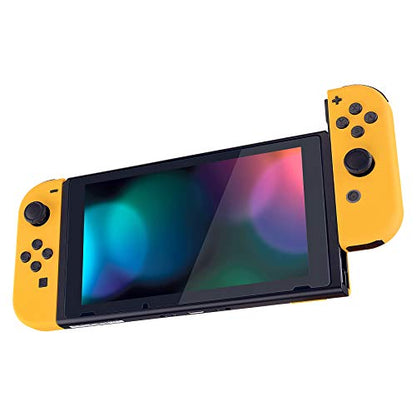 eXtremeRate DIY Replacement Shell Buttons for Nintendo Switch & Switch OLED, Caution Yellow Soft Touch Custom Housing with Full Set Button for Joycon Handheld Controller - Console Shell NOT Included - color: Caution Yellow
