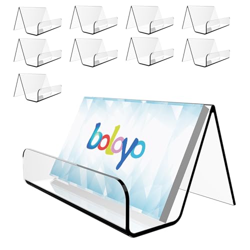 Boloyo Acrylic Business Card Holder for Desk , 10PC Business Card Display Stand Desktop Name Card Organizer Capacity 60 Cards - style: 10PC