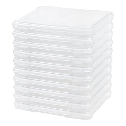 IRIS USA Board Game Storage |Made in USA| Slim Craft Case (10-Pack) - Clear | Fits 8.5" x 11" & A4 Paper, Organizers with Built-In Handle & Snap-Tight Lids, Containers for Puzzles, Art & Scrapbooking - size: 10 Pack