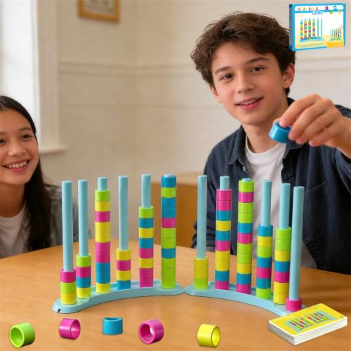 2 Pack Color Matching Challenge Game, Fast Pattern Match Ring Stacking Puzzle Stack Games, 2-4 Players, Family Board Game for Kids & Adults, Birthday Easter Christmas Party Gifts for Boy & Girl - size: 2 Pack Color Matching Game