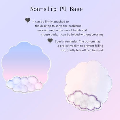 Gel Cloud Wrist Rest Keyboard Clear Mouse Pad with Wrist Rest Set 3PCS Ergonomic Acrylic Coaster Non-Slip Base Cute Transparent Cool Wrist Pad for Keyboard and Mouse Computer Gradient Pink Blue - color: 3pcs Gel Blue Pink