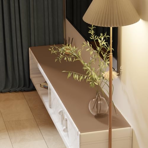 Leather Desk Mat,1.8mm Thick,12x42 Inch Desk Cover,Gold Desk Mat,Dresser Cover Top,Nail Table Mat,Dresser Cover,Quartz Countertop Protector,Table Sticker Cover(Mud Color+Champagne Gold,12×42) - color: Mud Color+champagne Gold, size: 12" × 42"