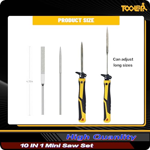 TOOLAN: 10-In-1 Model Craft Hand Saw & File Set. DIY Mini Razor Saw&File Kit for Handcrafted, Modeling, Plastic, and Other Fine Cutting, Reliable Blade Quick Change Mechanism - color: 10-in-1 Craft Hand Saw