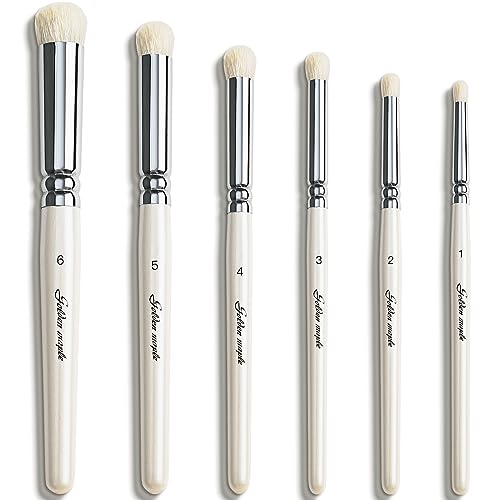 Golden Maple Dry Brush Miniature Painting Drybrush Set - 6PC Professional Miniature Paint Brushes for Miniatures, Model, Enamel & Fantasy Figurines Painting（Pearl White） - color: White