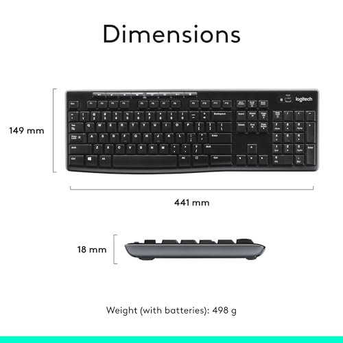 Logitech MK270 Full Size Wireless Keyboard and Mouse Combo - Black - color: Black, size: 1 Pack, style: Combo