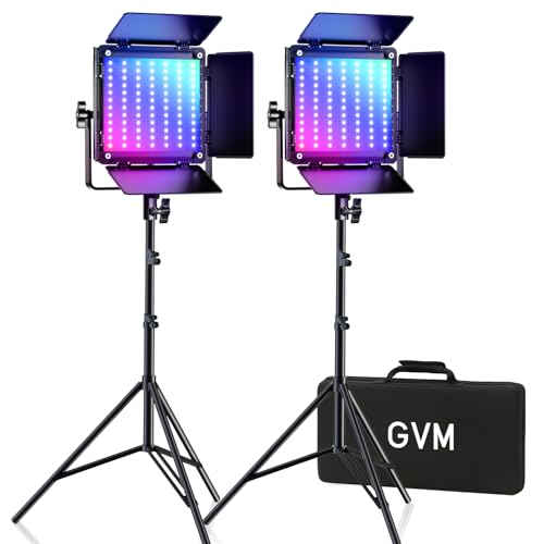 GVM 800D RGB Led Video Light, 2PCS Video Lighting Kit with APP Control, 40W Photography Lighting Led Panel Light with 18 Kinds of The Scene Lights for Studio YouTube, 3200K-5600K, CRI 97+ - size: 800D - 2 Pack
