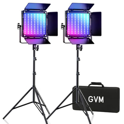 GVM 800D RGB Led Video Light, 2PCS Video Lighting Kit with APP Control, 40W Photography Lighting Led Panel Light with 18 Kinds of The Scene Lights for Studio YouTube, 3200K-5600K, CRI 97+ - size: 800D - 2 Pack
