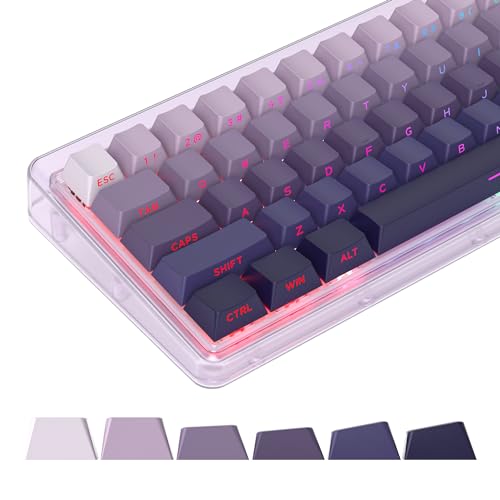 133 Keys PBT Gradient Gray Side Printed Keycaps,Double Shot Shine Through Custom Cherry Profile Keycaps for for Cherry/Gateron MX switches 60 Percent / 68/75% Gaming Mechanical Keyboard (star purple)