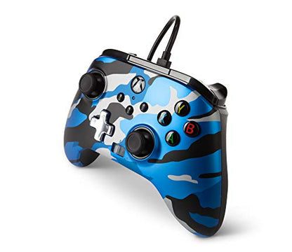 PowerA Enhanced Wired Controller for Xbox Series X|S - Metallic Blue Camo, gamepad, wired video game controller, gaming controller, Officially Licensed for Xbox - color: Metallic Blue Camo