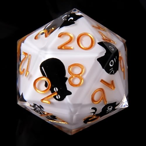 Sharp Edge DND Dice Set Cute Cat Handmade 7 Accessories Dice for Dungeons and Dragons TTRPG Games, Multi-Sided RPG Polyhedral Resin Sharp Edge Dice Roleplaying Games（cat） - color: Cat