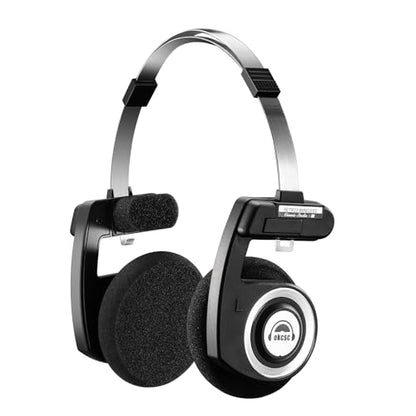 okcsc Classic On-Ear Headphones, Retro Style, BT Wireless Retro Headphones, Ultra Lightweight Retro Headsts/Bullt-in Mic/40mm Class Composite Film/BT 5.3 & Wired Two Connection Modes, BT/Black - color: Black, size: Bluetooth