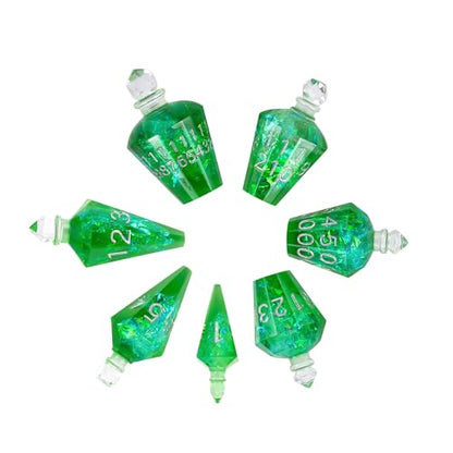 7PCS Potion DND Dice Set,Transparent Sharp Edge Die Set D&D RPG Polyhedral Dice,for Dungeons and Dragons TTRPG Games Roleplaying Games.(Green Galaxy) - color: Green Galaxy