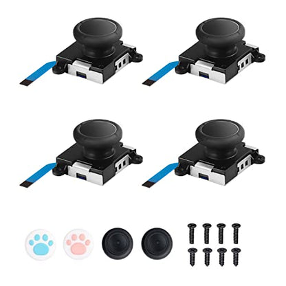 Joycon Joystick Replacement 4 Pack, Replacement Joy-stick Analog Thumb Stick for Switch Joycon Controller & Switch Lite, Left/Right Analog Joystick with Thumbstick Caps & Screws (4pcs Black) - color: 4pcs Black
