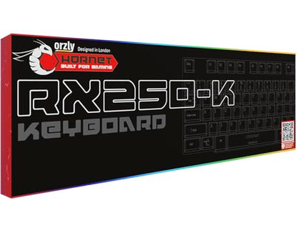 Orzly Gaming Keyboard RGB USB Wired Rainbow Keyboard Designed for PC Gamers, PS4, PS5, Laptop, Xbox, Nintendo Switch, RX-250 Hornet Edition - color: Black