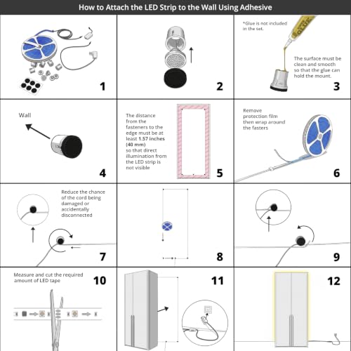 LED Backlight for Wardrobe & Closet, 26.2ft Tunable White LED Strip Lights (2700K-6500K Warm to Cool), Dimmable with App & Remote, Bias Lighting, Standoff Mount Kit (4 Mounting Options) - color: Tunable White, size: Wardrobe & Closet