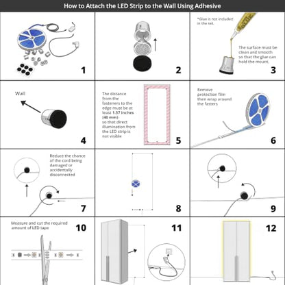 LED Backlight for Wardrobe & Closet, 26.2ft Tunable White LED Strip Lights (2700K-6500K Warm to Cool), Dimmable with App & Remote, Bias Lighting, Standoff Mount Kit (4 Mounting Options) - color: Tunable White, size: Wardrobe & Closet