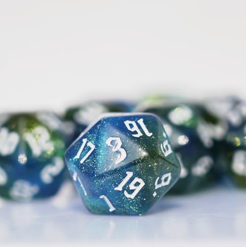 10PCs D20 Polyhedral Dice Set 22mm for DND RPG MTG Dungeons and Dragons Dice (Blue + Curry) - color: Blue + Curry