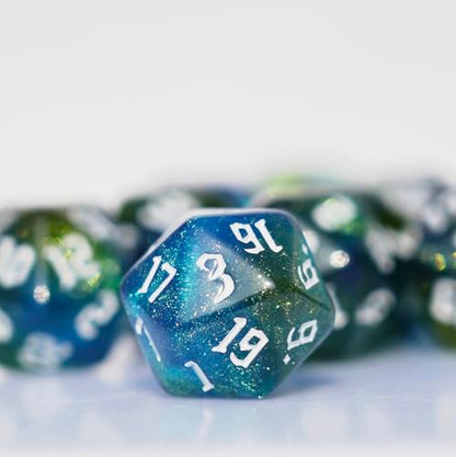 10PCs D20 Polyhedral Dice Set 22mm for DND RPG MTG Dungeons and Dragons Dice (Blue + Curry) - color: Blue + Curry