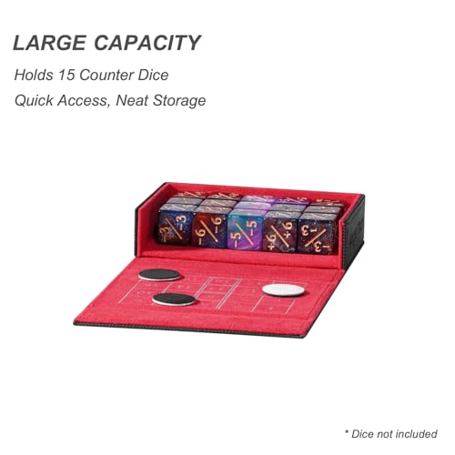 Pocket Dice Box (Adventurer Module) - Built-in Life Tracker - Fits 15 Counter Dice (15 mm) or 30+ Unsleeved Cards - Stores Inside Adventurer - MTG, PTCG & More (2. Ambition (Black/Red)) - color: 2. Ambition (Black/Red)