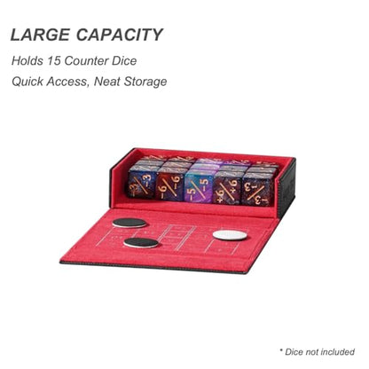 Pocket Dice Box (Adventurer Module) - Built-in Life Tracker - Fits 15 Counter Dice (15 mm) or 30+ Unsleeved Cards - Stores Inside Adventurer - MTG, PTCG & More (2. Ambition (Black/Red)) - color: 2. Ambition (Black/Red)