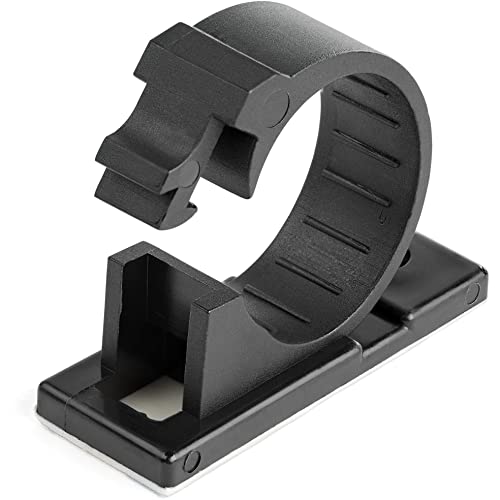 StarTech 100 Adhesive Cable Management Clips, Black, TAA, Sticky (CBMCC3) | Nylon Self Adhesive Clamp UL/94V-2 Fire Rated, Network/Ethernet/Office Desk/Computer Cord Organizer, Wire Holders - size: Large | 0.67 in. max. diameter