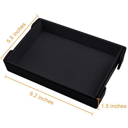 SIQUK Magnetic Folding Dice Tray Rectangle Dice Rolling Tray PU Leather Dice Trays Foldable Dice Holder Dice Rolling Mat Storage Box for D&D RPG Dice Games, Black - color: Black