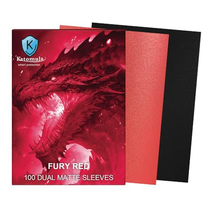 Fury Red Dual Matte Card Sleeves, Katomula Card Sleeves for MTG, Standard Card Sleeve for MTG, PKM, Flesh & Blood - color: Fury Red