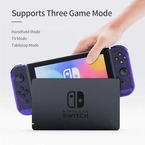 Tideal Set of Replacement Controller for Nintendo Switch - Compatible with Nintendo Switch (1) / OLED/Lite - Dual Vibration/Motion Control / 6-Axis Gyro (Transparent Purple) - color: Transparent Purple