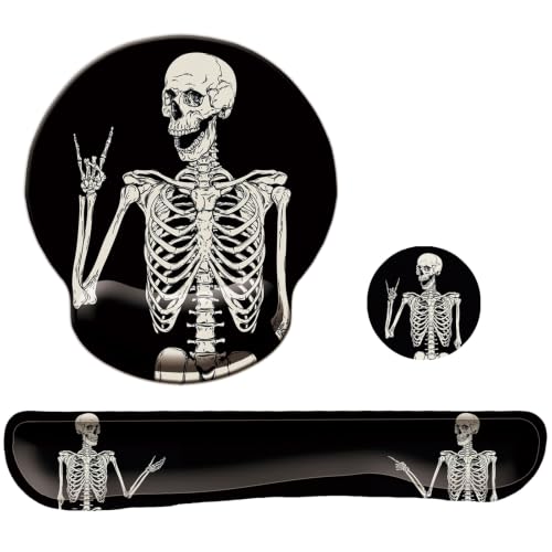 Keyboard Wrist Rest Pad Mouse Pad with Wrist Support Set of 3, Mousepad with Non-Slip Rubber Base, Ergonomic Memory Foam Mouse Wrist Cushion Support for Home Office Laptop Computer, Human Skeleton - color: Human Skeleton