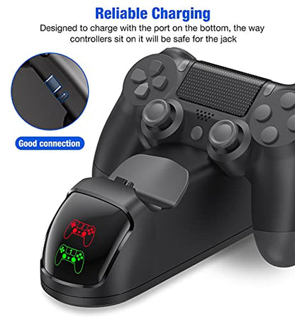 PS4 Controller Charger Dock Station with Charging Cable,1.8Hrs Fast Charge PS4 Remote Charging Station, Replacement for PlayStation 4 Dualshock 4 Charger for PlayStation 4 Games - color: Black-Green